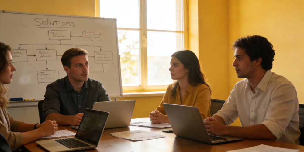 客服團隊使用電腦與耳機處理 WhatsApp 技術問題